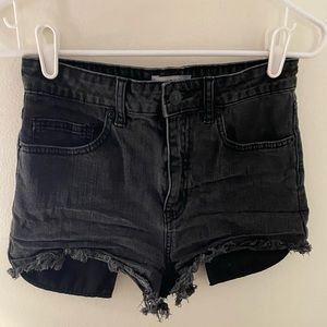 Black jean shorts